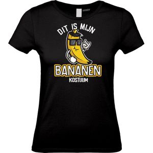Dames t-shirt Bananen Kostuum | Carnavalskleding dames | Carnaval Kostuum | Foute Party | Zwart Dames | maat XS
