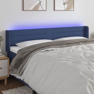 The Living Store Hoofdbord - Blauw - Stof - LED-verlichting - Verstelbare hoogte
