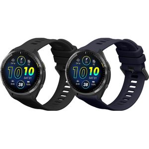 kwmobile 2x Horlogebandjes Garmin Forerunner 965/955 - TPU - Zwart/Donkerblauw