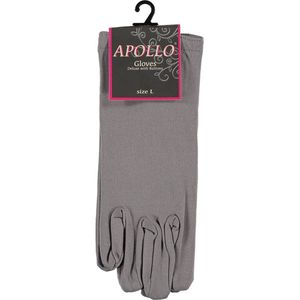 Apollo - Handschoenen met buttons - Luxe handschoenen - Grijs - Maat M - Handschoenen Grijs - Stoffen handschoenen - Gala handschoenen - Carnaval
