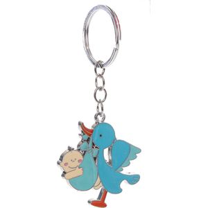 sleutelhanger ooievaar baby babyshower geboorte metaal uitdeelcadeau