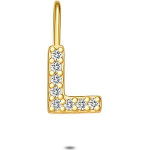 Twice As Nice Hanger in 18kt verguld zilver, letter L met steentjes