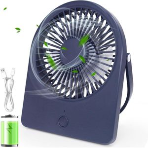 Mini-bureauventilator 3 snelheden stille draagbare tafelventilator blauw - thuis slaapkamer Auto Ventilator