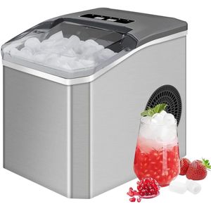 Stemily IJsblokjesmachine - 15KG per 24 uur - Grote of Kleine IJsblokjes - 35 dB - Zelfreinigend - RVS - 26 × 22,2 × 27 cm