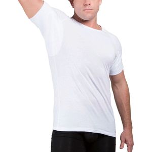 ConfidenceForAll® Heren Anti Zweet Shirt met Ingenaaide Okselpads - Katoen Regular fit - Maat XL V-hals Wit