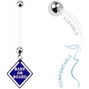 Fako Bijoux® - Zwangerschapspiercing - Baby on Board - Blauw