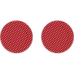 Isabelle Rose Rood met witte stippen porseleinen borden 23 cm - Red Polka Dot porseleinen borden - set van 2