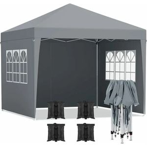 Mima® Partytent- 3x3 - Party Tent- Grijs- Opvouwbaar - Waterdicht - Paviljoen - Pavilion