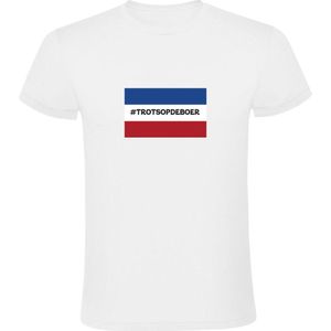 Trots op de boer Heren t-shirt| nederland| boerderij| vlag | dieren|eten|landbouw|
