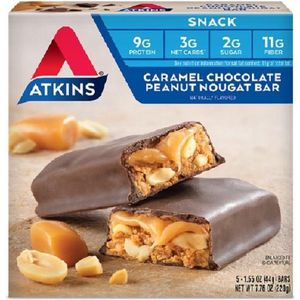Atkins | Snack Bar | Caramel Chocolate Peanut Nougat | Doos | 5 x 44g