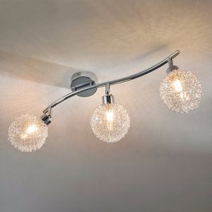 Lindby - plafondlamp - 3 lichts - metaal, glas - H: 10 cm - G9 - zilver, chroom
