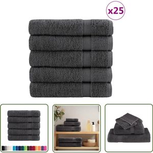 The Living Store Badhanddoeken SOLUND 25 st 600 g/m² 100x150 cm antraciet - Badhanddoeken - Handdoeken - Anthracit - Katoen - Groot Formaat