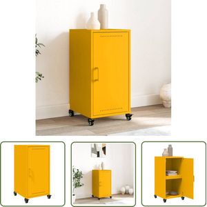 vidaXL Commode - Dressoir - Dressoir 36x39x72 cm staal mosterdgeel - Vintage Dressoir - Mustard Yellow Furniture - Industrieel Dressoir