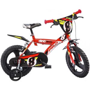 Dino Pro Cross - Kinderfiets 16 Inch - van 4-6 Jaar - met Zijwieltjes - Jongensfiets Rood