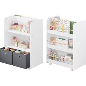 Rootz 2-in-1 boekenkast voor kinderen - opbergorganisator - verrijdbaar rek - dubbele toegang aan de zijkant - duurzaam MDF - kindveilig ontwerp - 62,5 cm x 82,5 cm x 40 cm