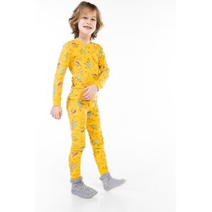 Dino Pyjama voor kinderen - Geel - 100% Katoen - Super Comfortabel