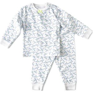 Little Label Pyjama Meisjes - Maat 74-80 - Vlindertjesprint Blauw - Zachte BIO Katoen