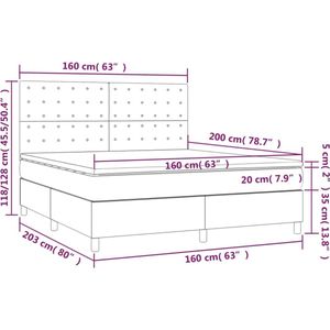 VidaXL Boxspring Matras Fluweel Donkerblauw 160x200 cm