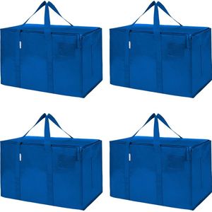 Somstyle 4x XL Opbergtassen - Big Shopper met Rits - Boodschappentas - Verhuistassen - Waterdicht - Blauw