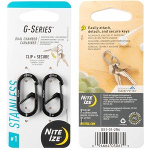 Nite Ize - GSeries - Dual Carabiner - #1 - 2 pack - Zwart