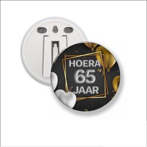 Button Met Clip 58 MM - Hoera 65 Jaar