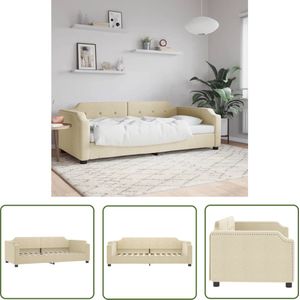 The Living Store Slaapbank 80x200 cm stof crèmekleurig - Slaapbank - Sofa Bed - Daybed - Crèmekleurig Meubilair - Multifunctioneel Meubel