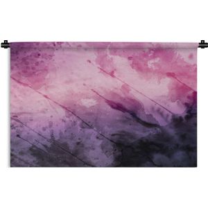 Wandkleed Waterverf Abstract - Abstract werk gemaakt van waterverf en paarse tinten Wandkleed katoen 90x60 cm - Wandtapijt met foto