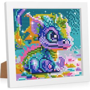 Diamond Painting met lijst 5D - Volledige draak mozaïek maken - Voor kinderen meisjes volwassenen - Diamantschilderijen kunst handwerk - Thuis wanddecoratie - 18 x 18 cm Diamond painting lijst