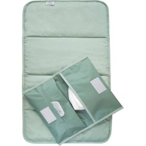 KipKep Napper Combi Verschonings-set - Pale Green - groen - verschoonmatje en luier-etuitje - rPET - wasbaar - gecoat