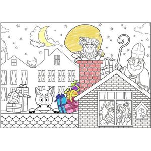 24x Papieren Sinterklaas kleurplaat placemats voor bedrijven / scholen / evenementen / kinderopvang
