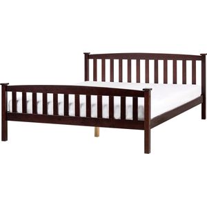 GIVERNY - Bed - Donkerbruin - 160 x 200 cm - Dennenhout