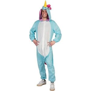 Blauwe eenhoorn dieren onesie/kostuum voor heren - carnavalskleding verkleedpak