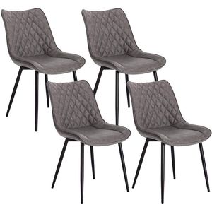 Set van 4 eetkamerstoelen - keukenstoelen - moderne zitting - duurzaam metalen frame - ergonomisch comfort - eenvoudige montage - zitting 46 x 40,5 cm