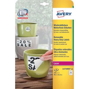 Avery afneembare weerbestendige etiketten formaat 991 x 423 mm (b x h) wit doos van 240 etiketten