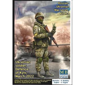 1:24 Master Box 24085 Ukrainian soldier - Defence of Kyiv - March 2022 Plastic Modelbouwpakket