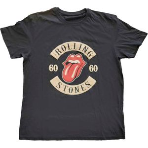 The Rolling Stones - Sixty Biker Tongue Heren T-shirt - L - Zwart