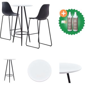 vidaXL 3-delige Barset kunststof zwart - Set tafel en stoelen - Inclusief Onderhoudsset