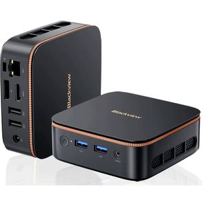 Blackview Mini PC MP20 - Intel N150 (Tot 3,6 GHz) - Windows 11 - 8GB RAM - 256GB M.2 SSD - WiFi 6 - Gigabit Ethernet - Twee HDMI+DP 4K UHD Kleine PC - Zwart