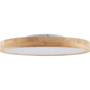 Lindby - plafondlamp hout- met dimmer - CCT - 1licht - Eikenhout, acryl - H: 10 cm - Licht hout, wit - Inclusief lichtbron