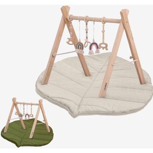 Babygym incl. 5 speeltjes & DUBBELZIJDIGE Speelmat – Babygym hout – Stevige & Veilige constructie – vanaf 0+ maand