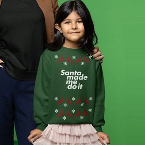 Foute Kersttrui Groen Kind - Santa Made Me Do It Rendieren (5-6 jaar - MAAT 110/116) - Kerstkleding voor jongens & meisjes