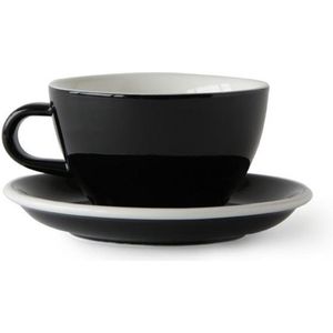 ACME Cappuccino Large Kop en schotel - 280ml - Penguin (zwart) - porselein servies - Latte Macchiato