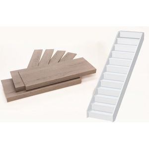 Stairscompany - Grizzly Oak doe-het-zelf traprenovatieset - 12 treden 100 x 30 cm - 15 stootborden