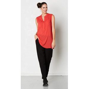 Dames blouse tuniek rood volwassen mouwloos  viscose  luxe chic maat 42