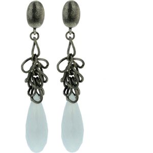 Behave Oorhangers met blauwe druppelvormige hanger