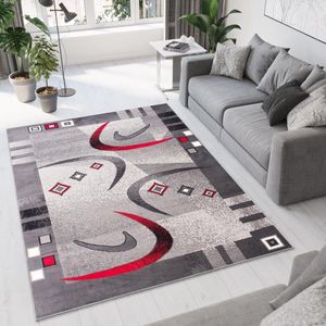 Tapiso Dream Vloerkleed Grijs Rood Abstract Modern Woonkamer Tapijt Maat- 180x250