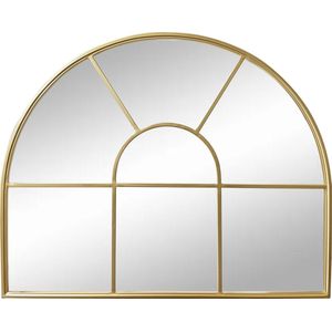 LW Collection wandspiegel goud halfrond 81x66 cm metaal - grote spiegel muur - industrieel - woonkamer gang - badkamerspiegel