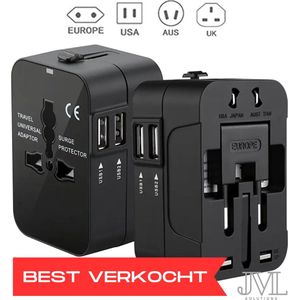 JML Universele Wereldstekker met 2 Fast Charge USB Poorten - Internationale Reisstekker voor 150+ Landen