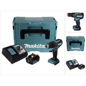 Makita DHP 485 RF1J accu klopboormachine 18 V 50 Nm borstelloos + 1x oplaadbare accu 3.0 Ah + lader + Makpac