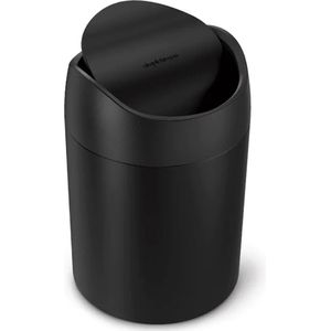 Simplehuman - Prullenbak Mini Can 1,5 liter - Zwart - Roestvast Staal